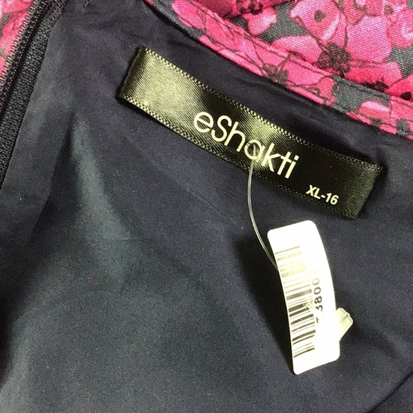 eshakti Placed Floral Print Dupioni Dress Size 16 - Picture 9 of 11